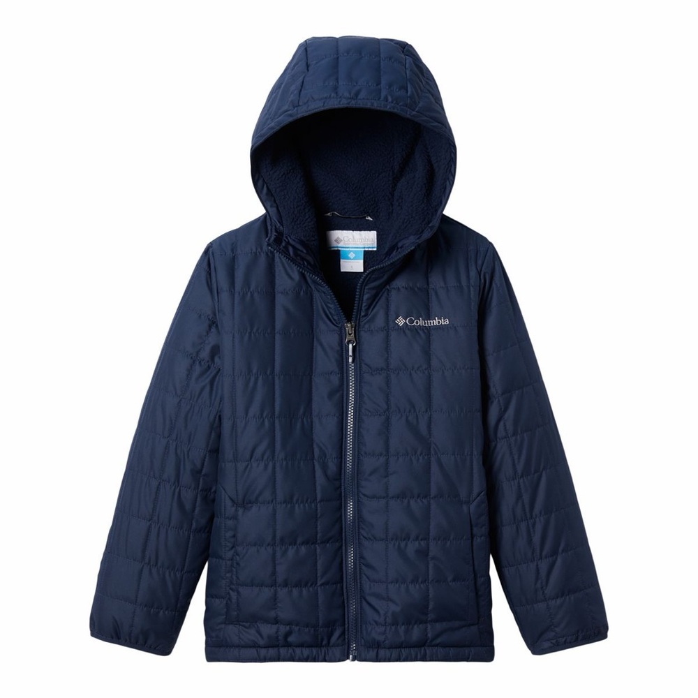 Columbia Rugged Navy Quilted Hooded Jacket with Sherpa Lining
